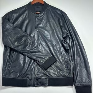 Zara Faux Leather Bomber Jacket XL Black Euro Style